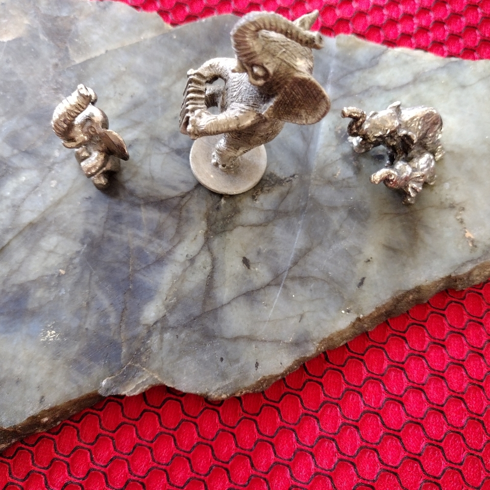 3 Miniature Pewter Elephants
